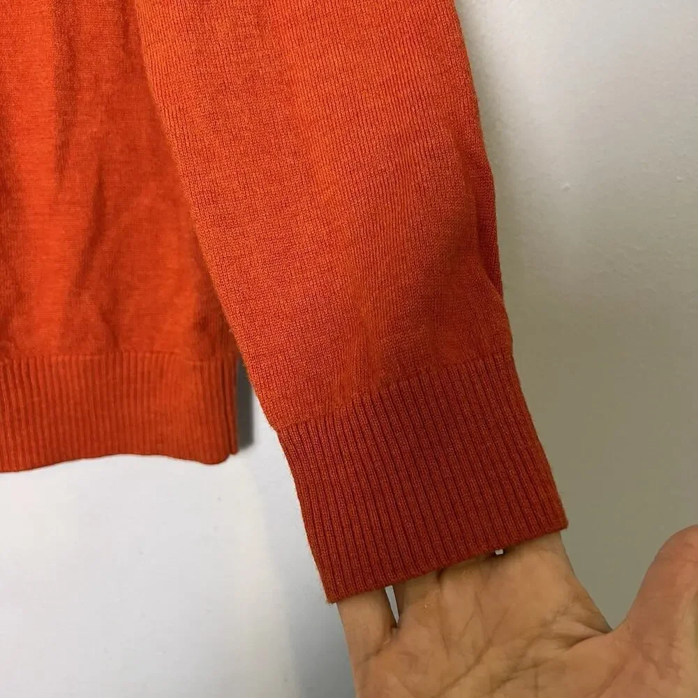 Banana Republic Men's Merino Wool V Neck Sweater Orange Sz L